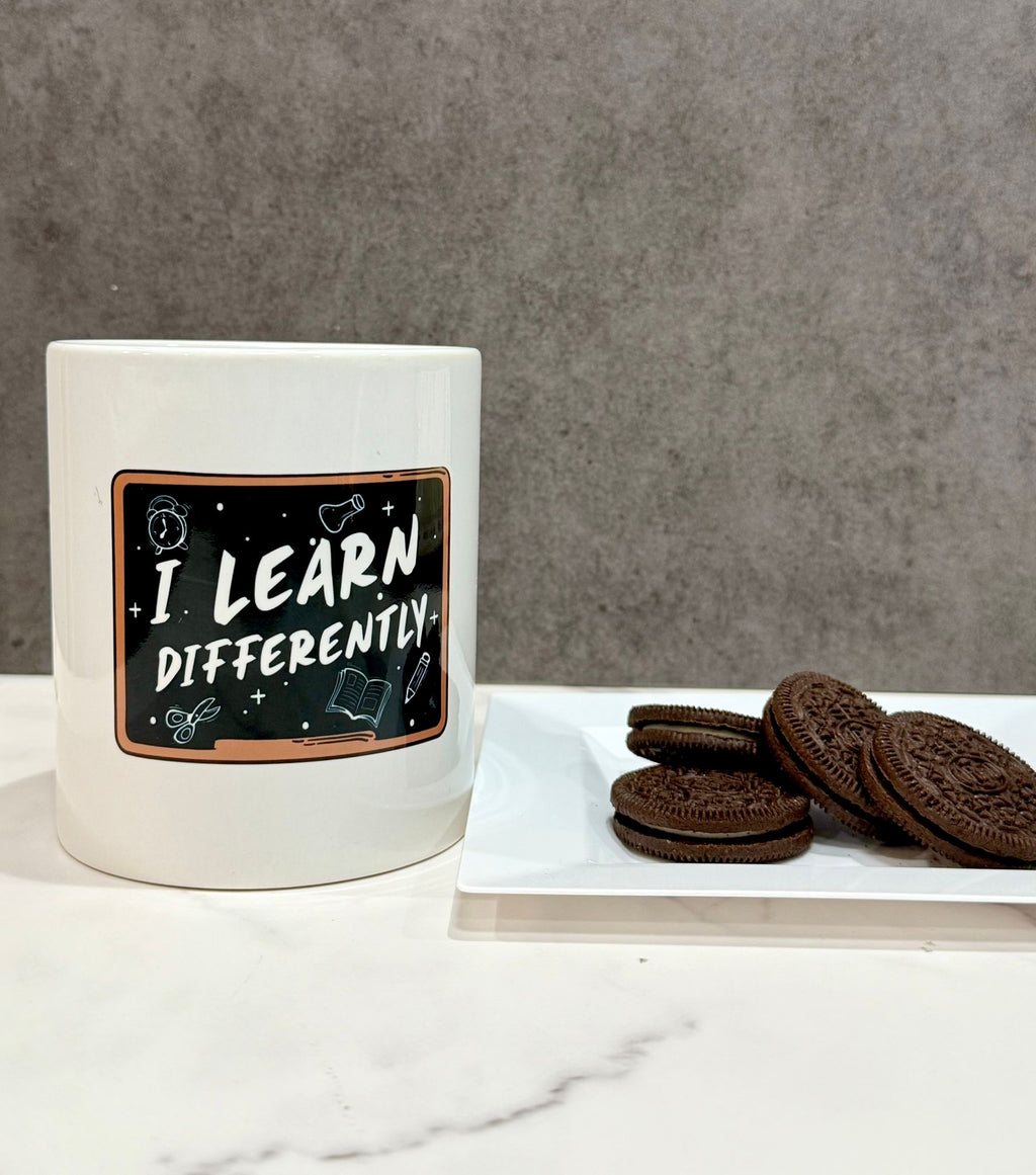 I Learn Differently White glossy mug