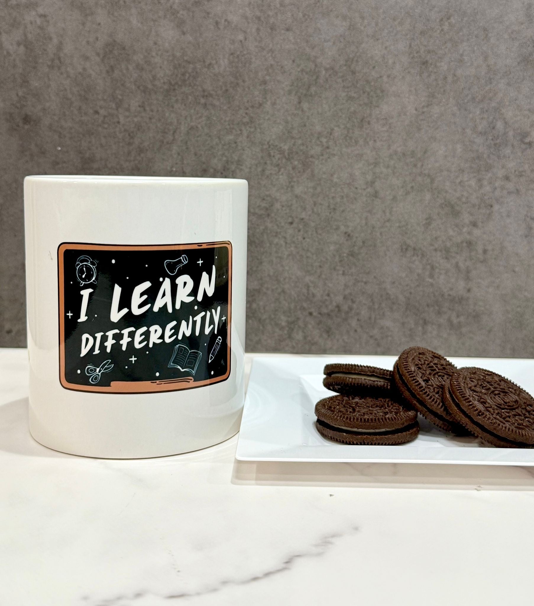 I Learn Differently White glossy mug