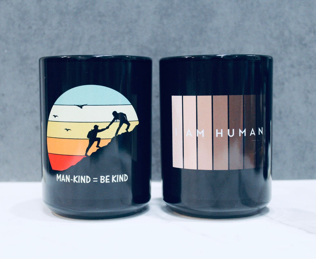 I Am Human Black Glossy Mug-Motivational-Smart-inspiration-kind-caring-compassion