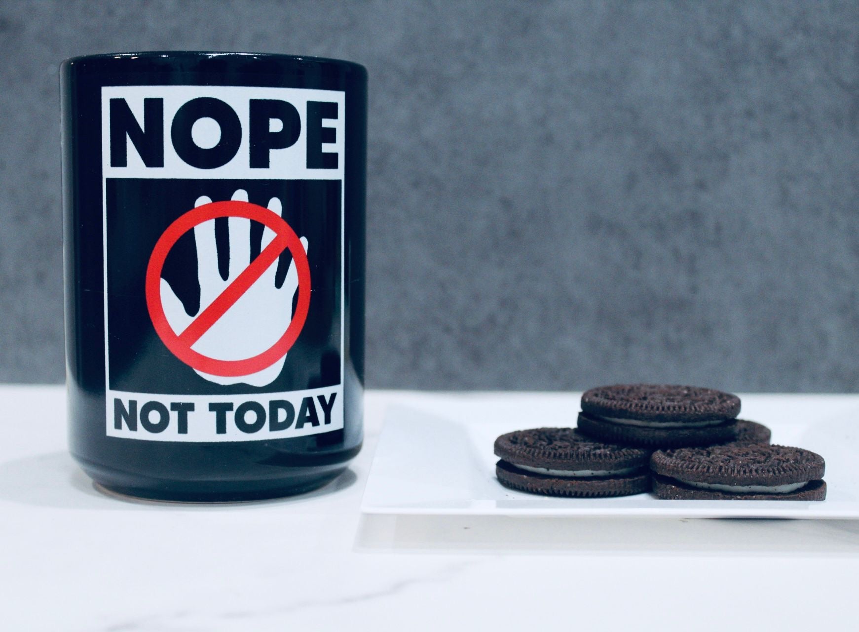 Nope Not Today Black Glossy Mug