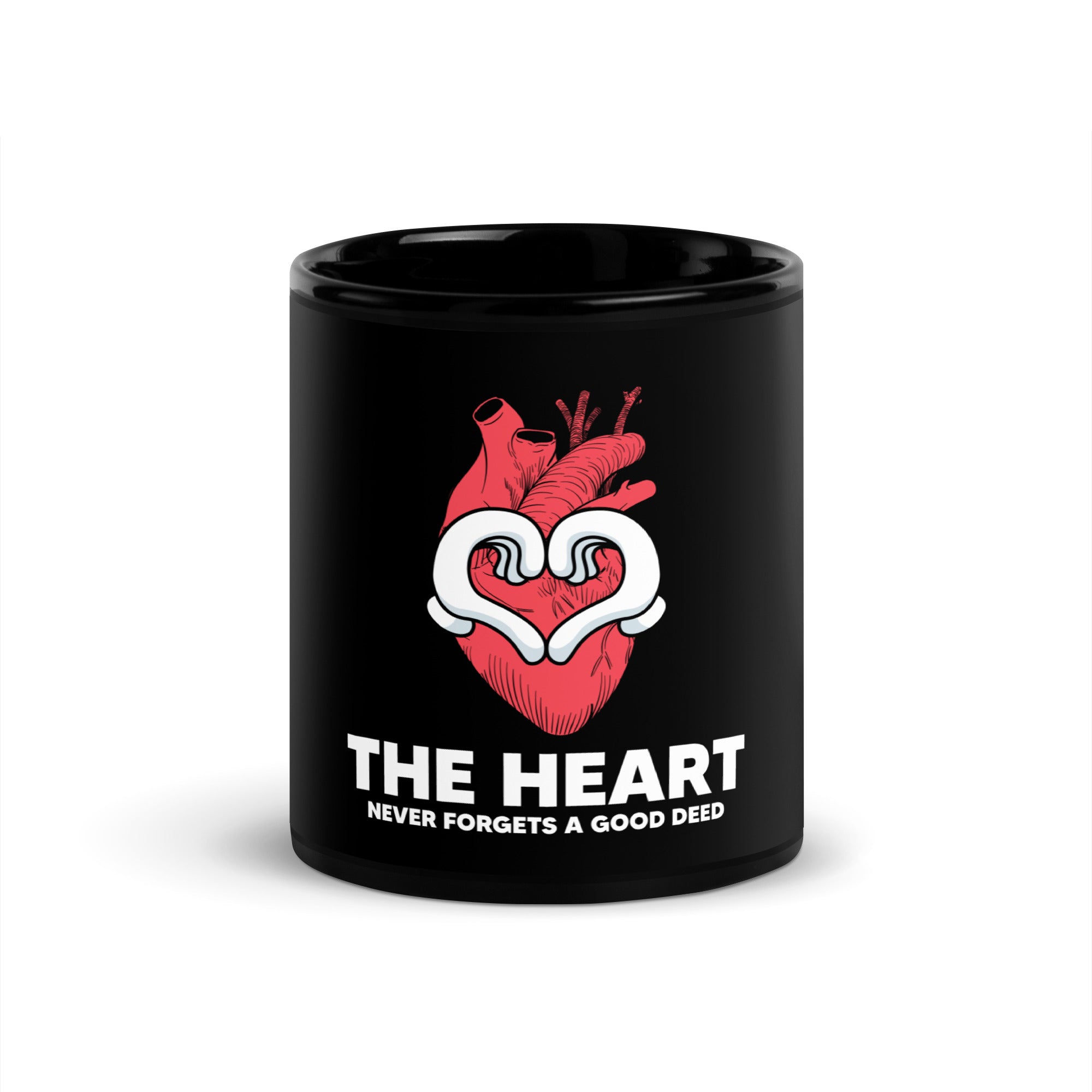 The Heart Never Forgets A Good Deed Black Glossy Mug-Motivational-Smart-inspiration-kind-caring-compassion
