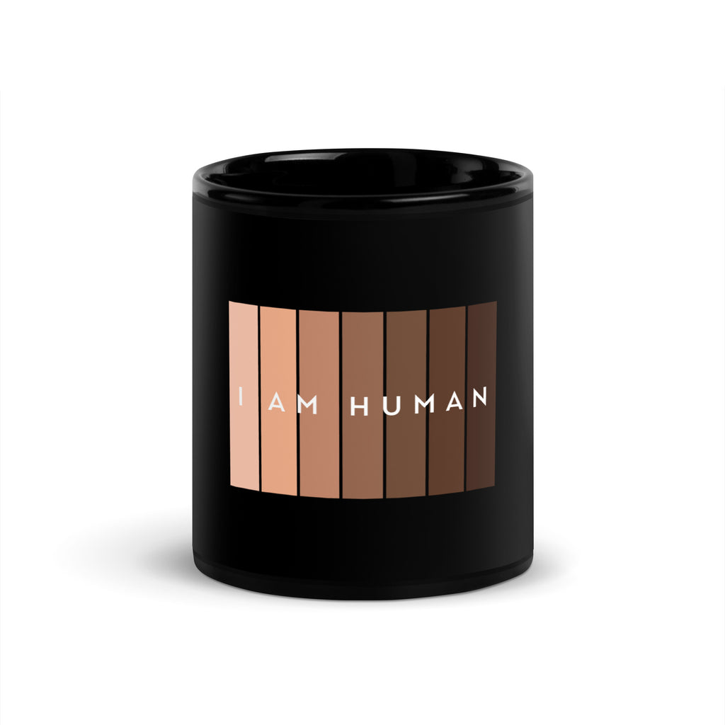 I Am Human Black Glossy Mug-Motivational-Smart-inspiration-kind-caring-compassion