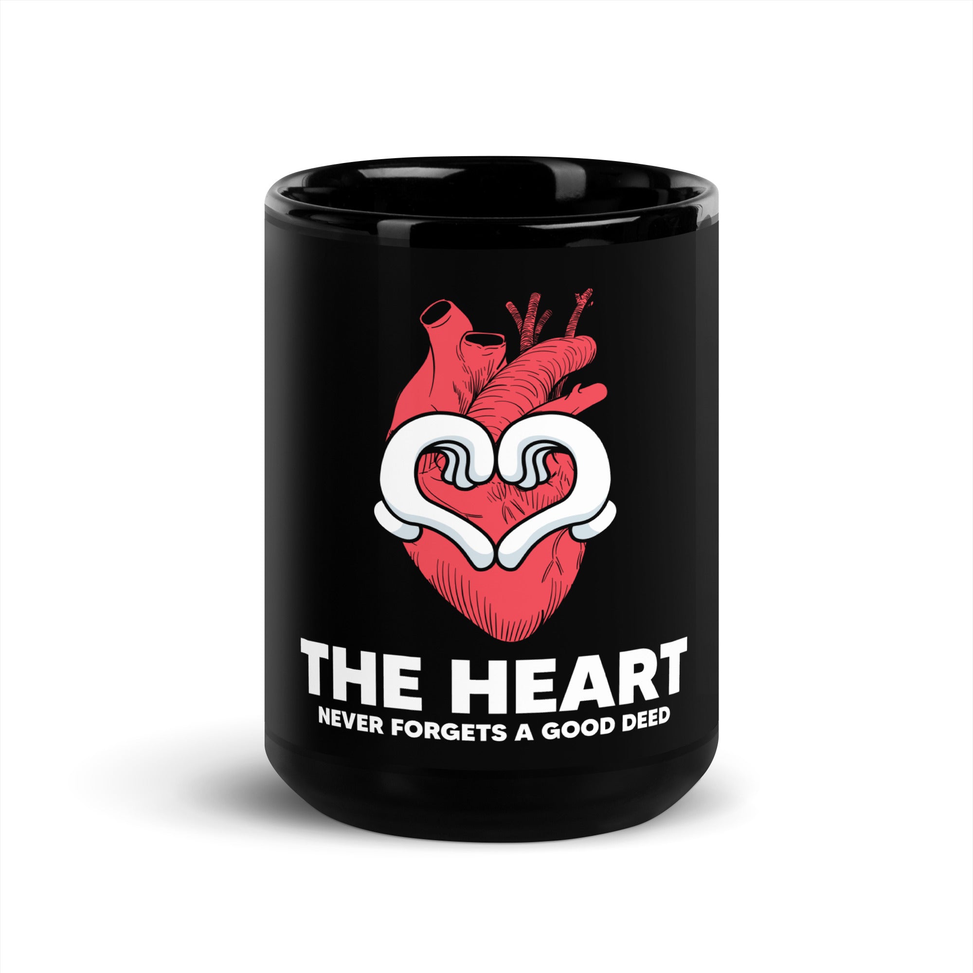 The Heart Never Forgets A Good Deed Black Glossy Mug-Motivational-Smart-inspiration-kind-caring-compassion