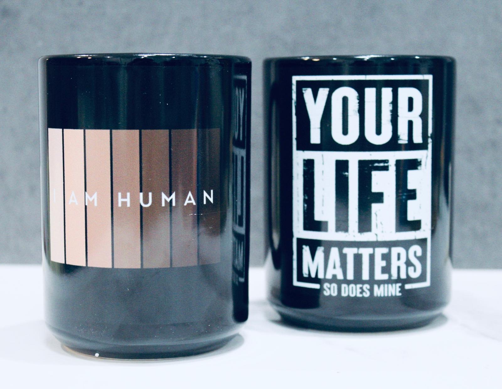 I Am Human Black Glossy Mug-Motivational-Smart-inspiration-kind-caring-compassion