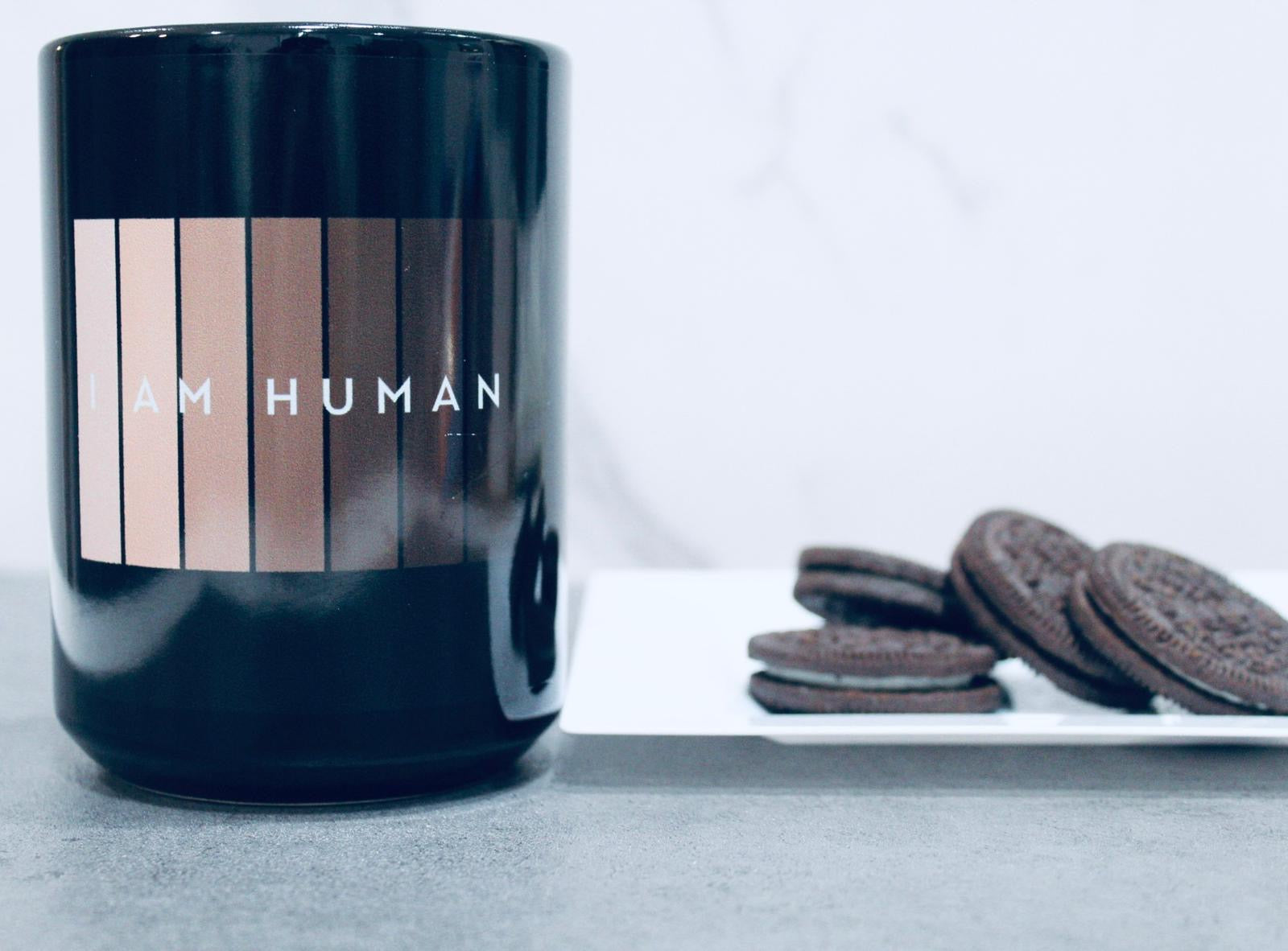 I Am Human Black Glossy Mug-Motivational-Smart-inspiration-kind-caring-compassion