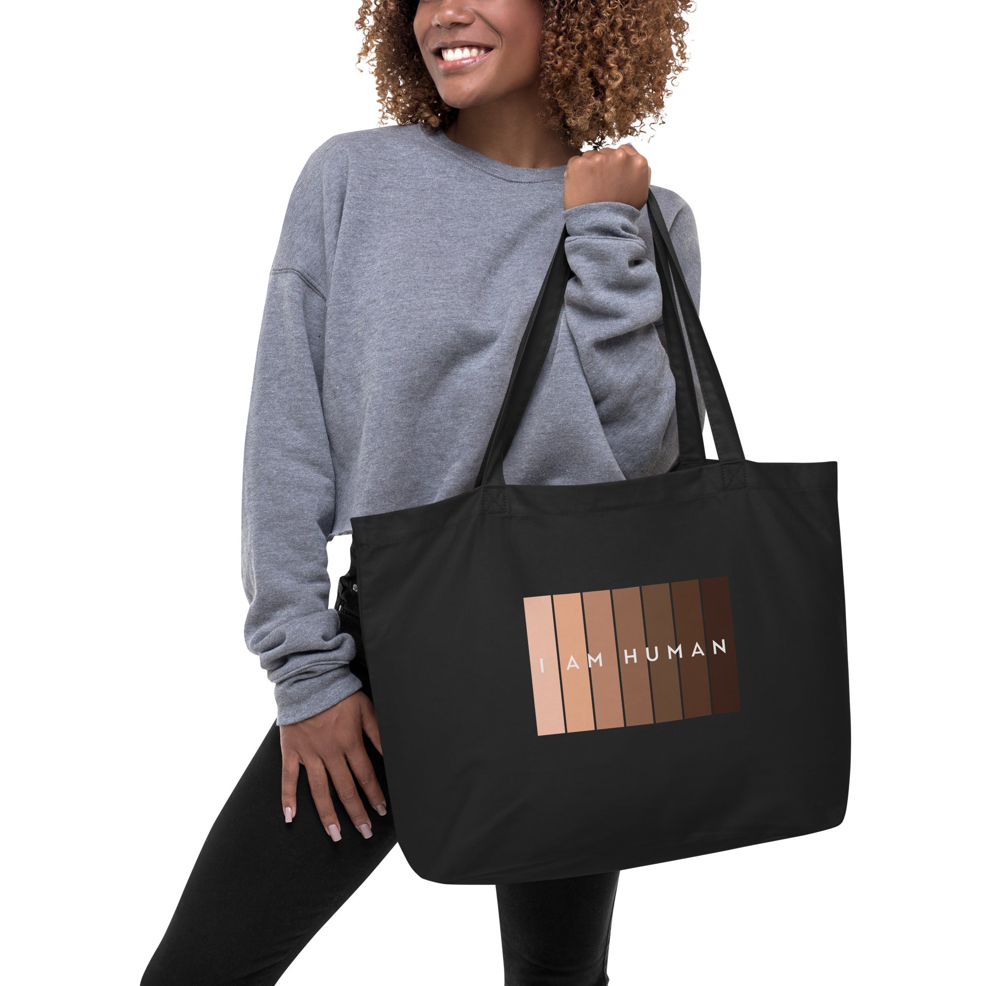 I Am Human Large organic tote bag