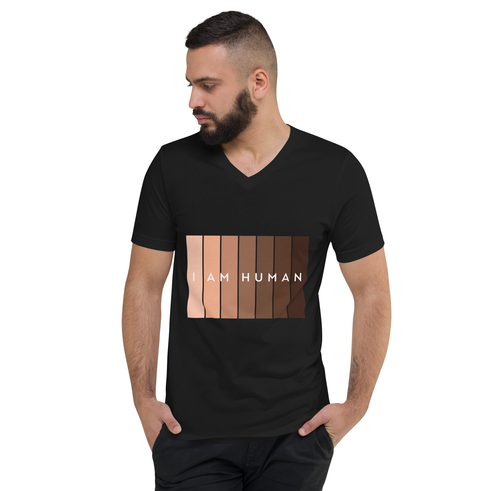I Am Human Unisex Short Sleeve V-Neck T-Shirt-Motivational-Smart-kindness