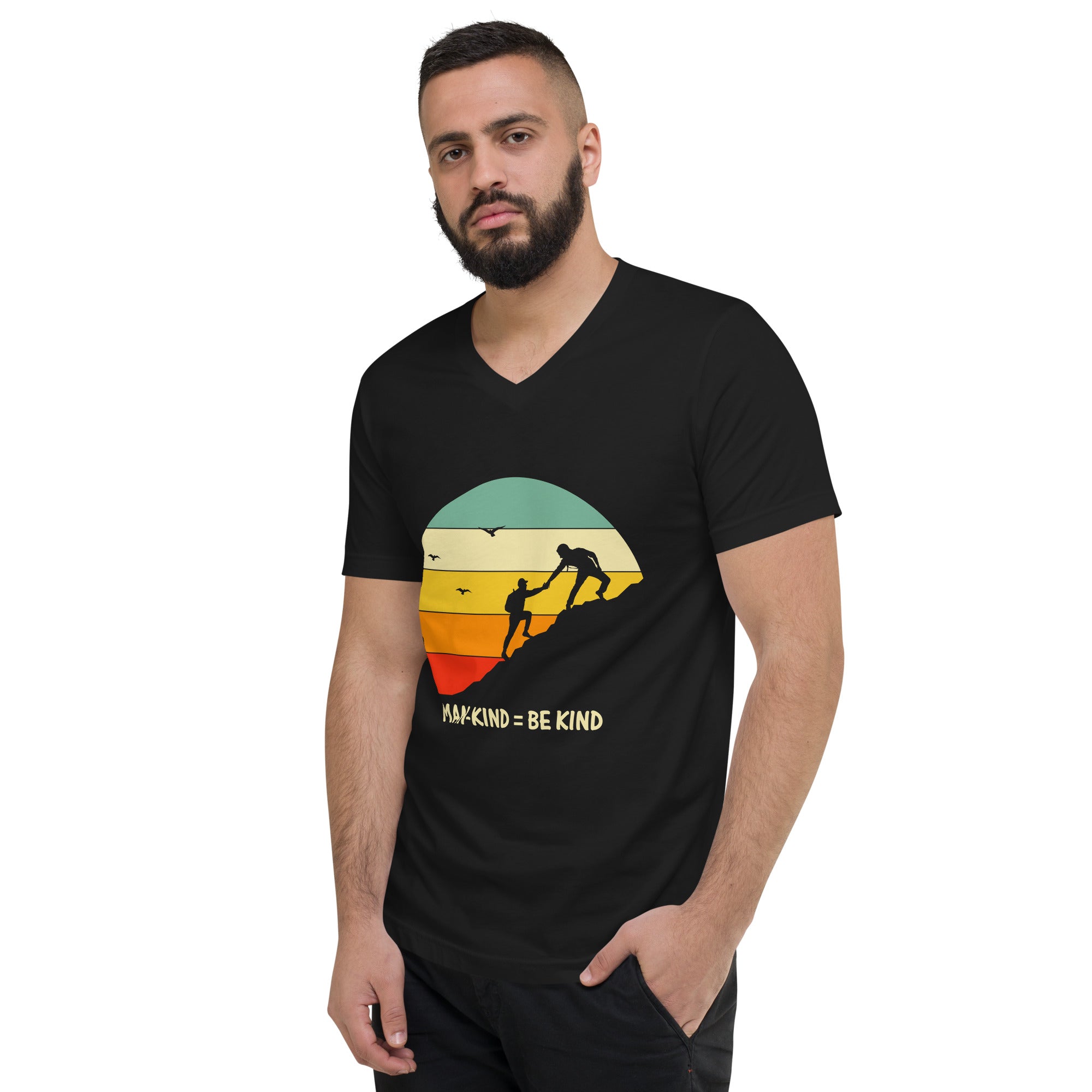 Be Kind  Unisex Short Sleeve V-Neck T-Shirt