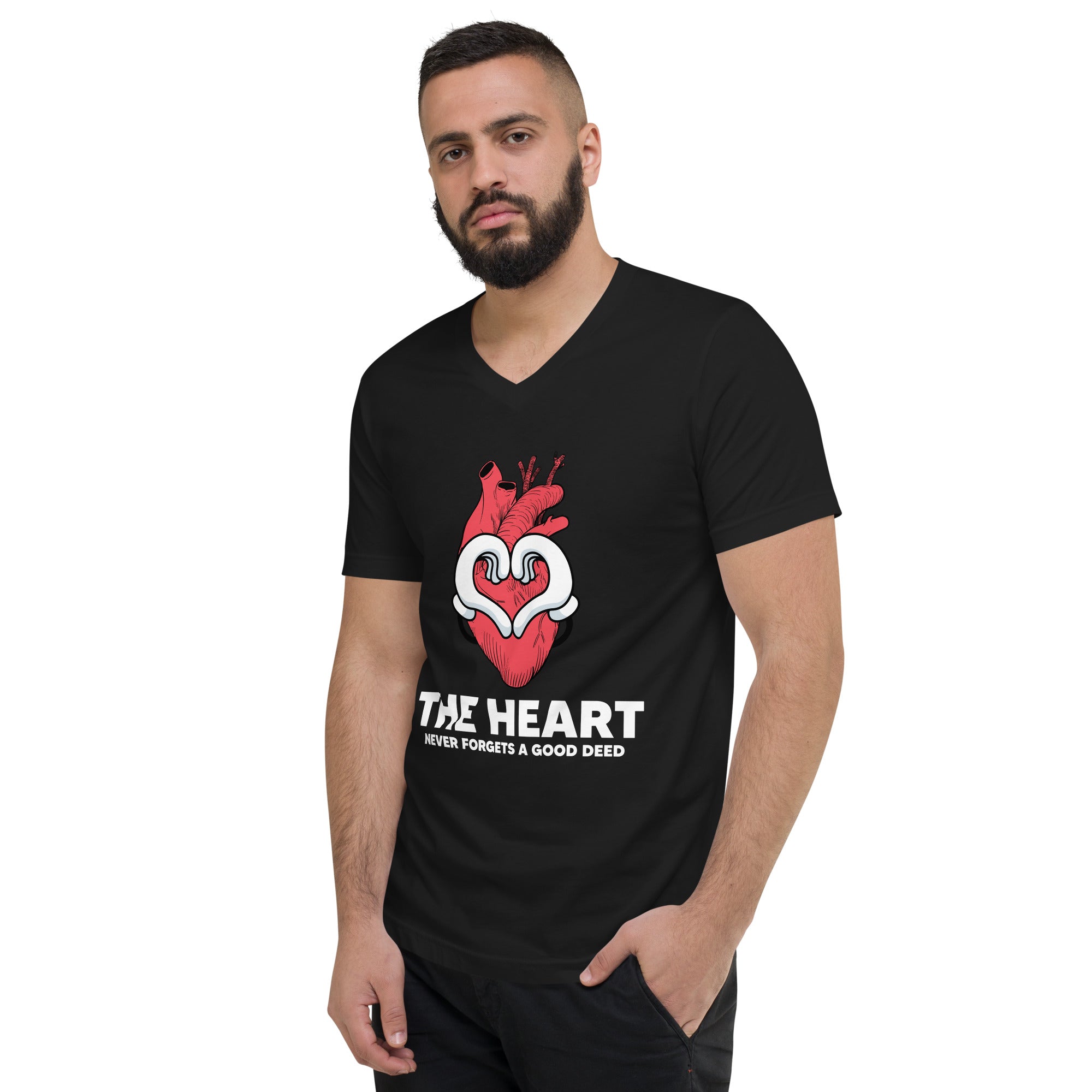 The Heart Never Forgets A Good Deed Unisex Short Sleeve V-Neck T-Shirt