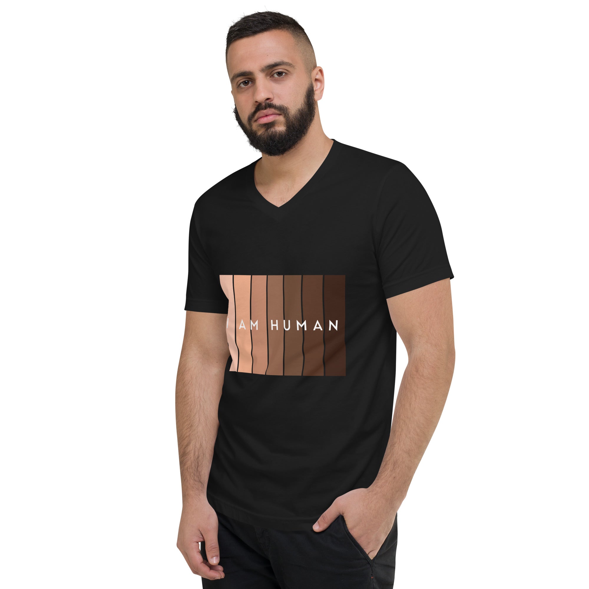 I Am Human Unisex Short Sleeve V-Neck T-Shirt-Motivational-Smart-kindness