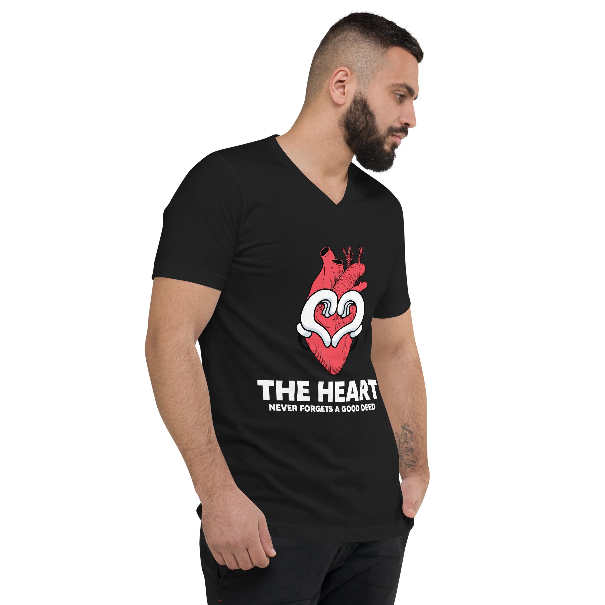 The Heart Never Forgets A Good Deed Unisex Short Sleeve V-Neck T-Shirt