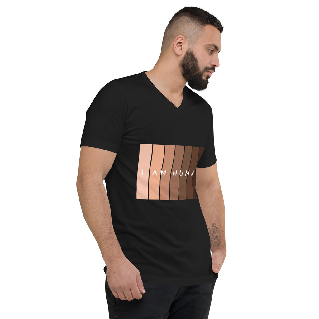 I Am Human Unisex Short Sleeve V-Neck T-Shirt-Motivational-Smart-kindness